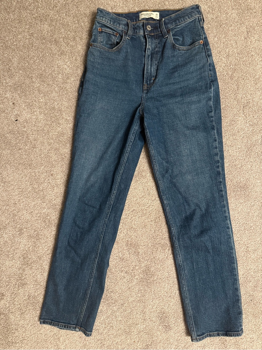 Abercrombie & Fitch The Ankle Straight Ultra High Rise Jeans Deep Blue 26L